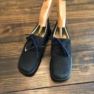 Elefanten Loafers Women’s 7 Black Suede Leather Oxford Shoes Academia